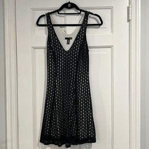 Aqua black and white mini dress